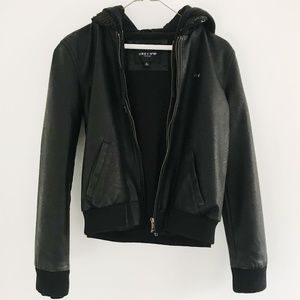 Obey Hooded Leather Jacket